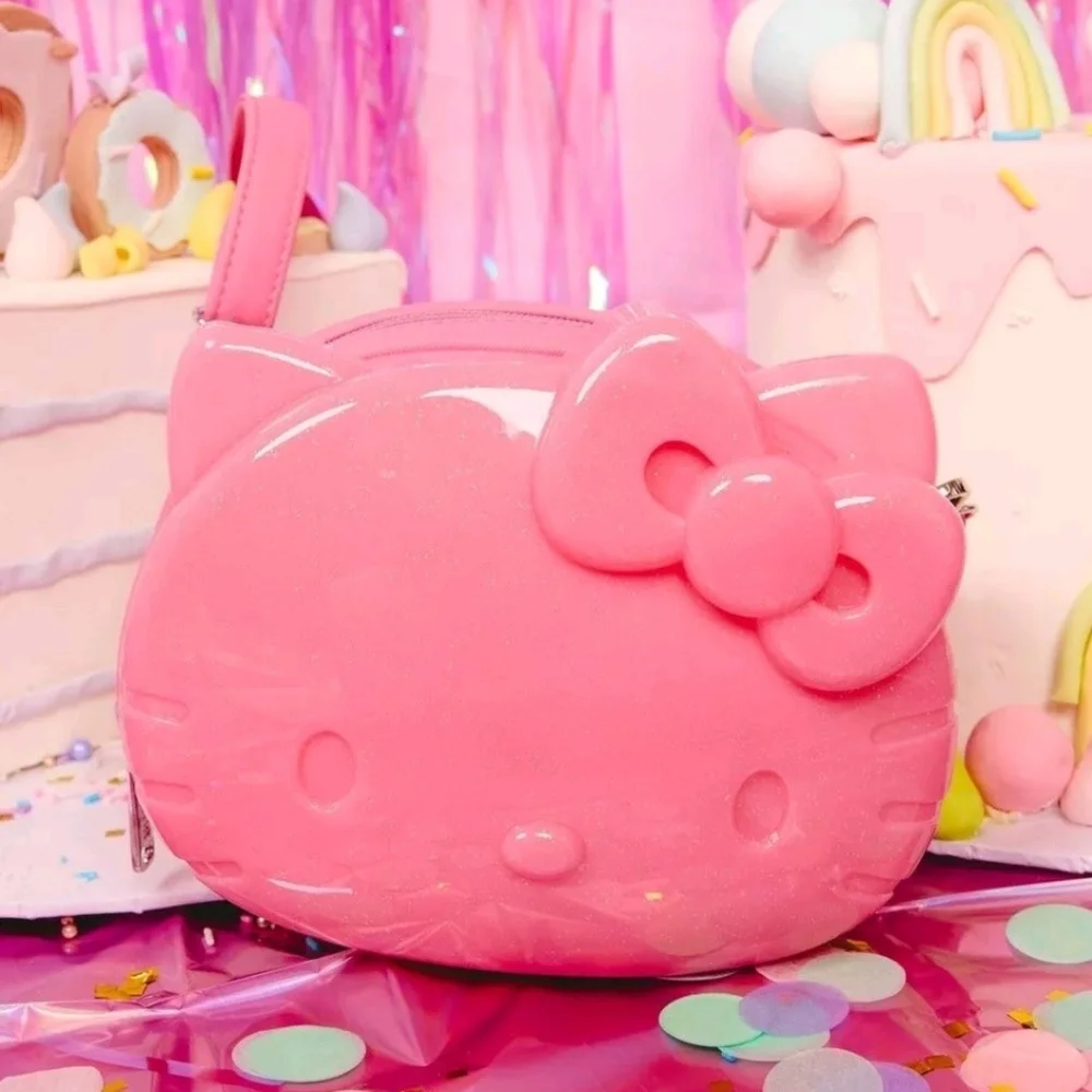 NEW Sanrio x Loungefly Hello Kitty‎ 50th anniversary pink glitter figural bag